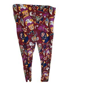LuLaRoe Burgundy Multi-Color Kalinka Nesting Doll Leggings Tall & Curvy